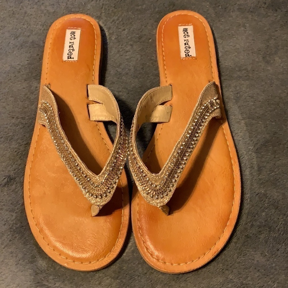 Gold Rhinestone Sandals Size 8.5 - Picture 3 of 8